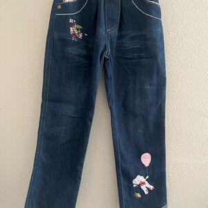 Floral Lined Dark Blue Jeans